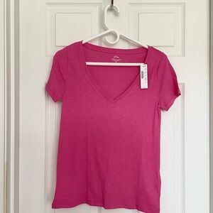 J.CREW V-Neck Short Sleeve Vintage Cotton Tee Pink XS